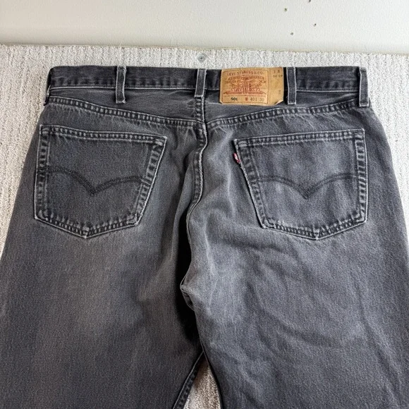 Vintage Levi's 501xx Denim Black Jeans USA Made Men's Size 40x30 Fits 38x30